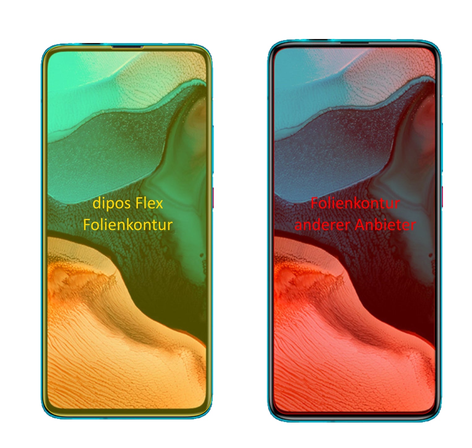 XiaomiRedmi K30 Ultra mit aufgebrachter dipos Displayschutzfolie, glasklare Darstellung ohne Einschränkungen