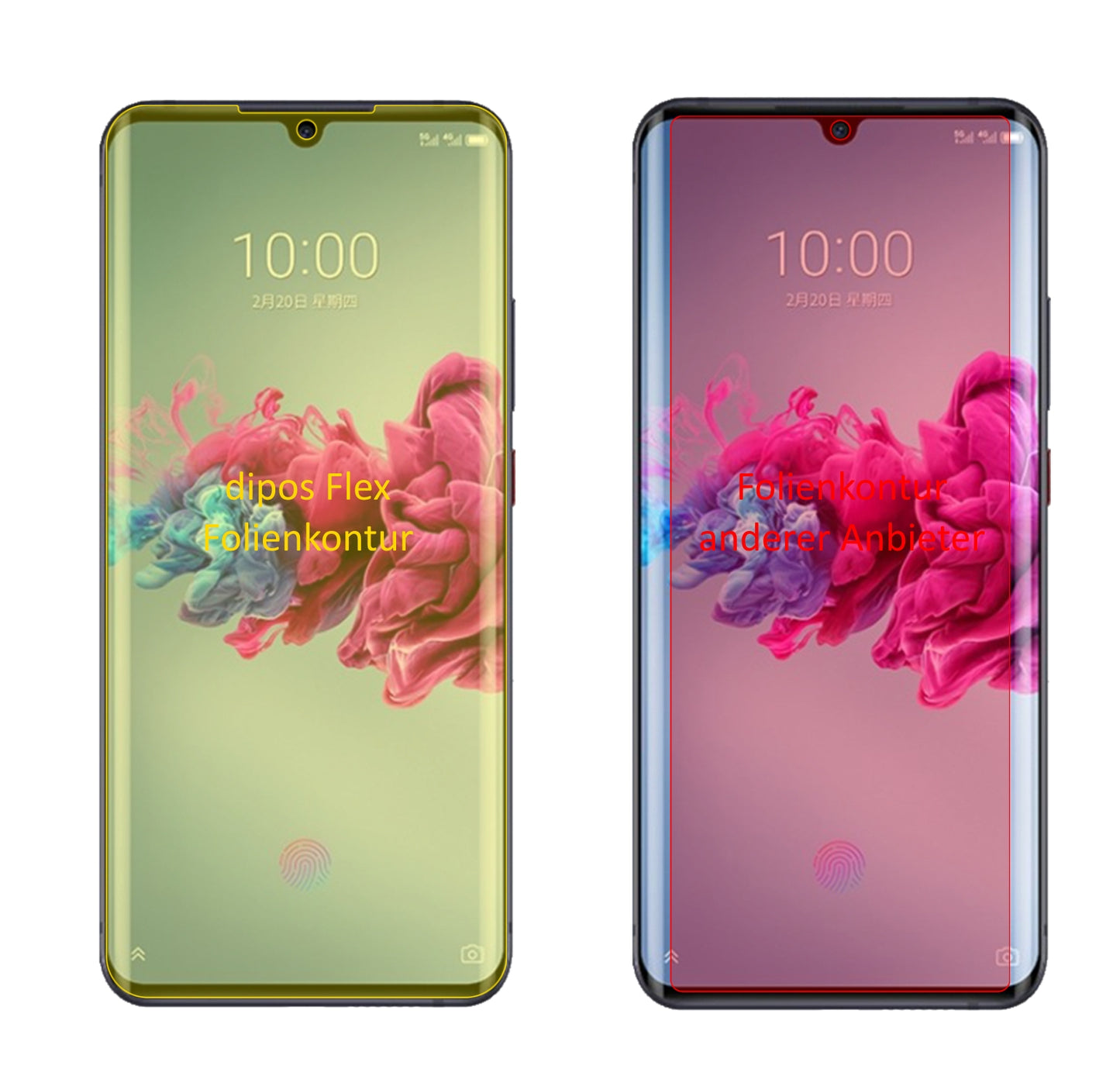 ZTEAxon 11 5G mit aufgebrachter dipos Displayschutzfolie, glasklare Darstellung ohne Einschränkungen