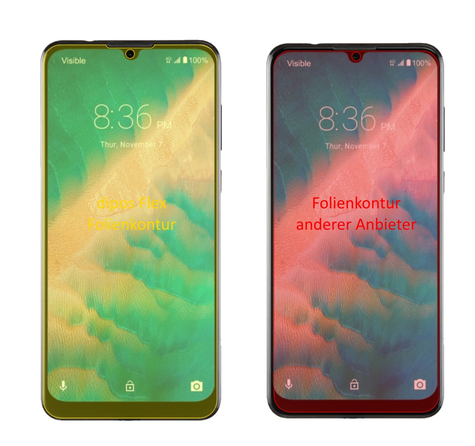 ZTEBlade 10 Prime mit aufgebrachter dipos Displayschutzfolie, glasklare Darstellung ohne Einschränkungen