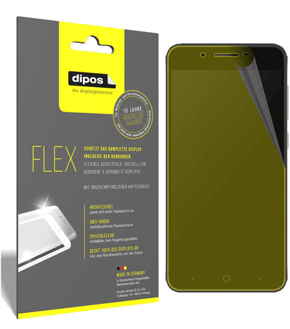 ZTEBlade A610 Plus mit aufgebrachter dipos Displayschutzfolie, glasklare Darstellung ohne Einschränkungen