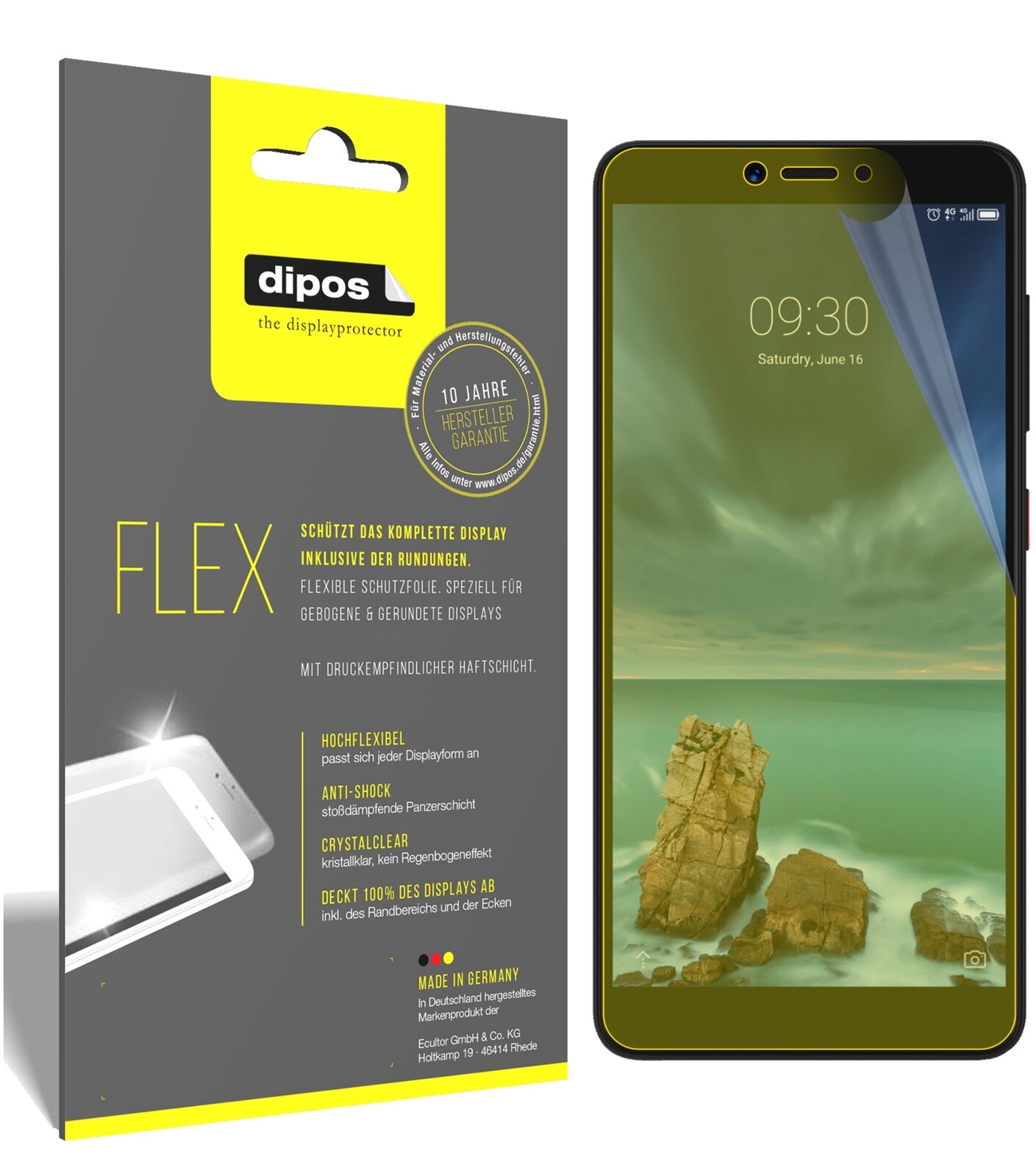 ZTEBlade A7 Vita mit aufgebrachter dipos Displayschutzfolie, glasklare Darstellung ohne Einschränkungen