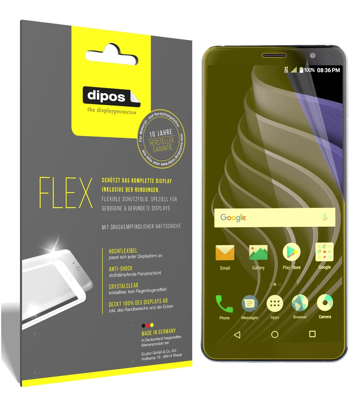 ZTEBlade Max View mit aufgebrachter dipos Displayschutzfolie, glasklare Darstellung ohne Einschränkungen