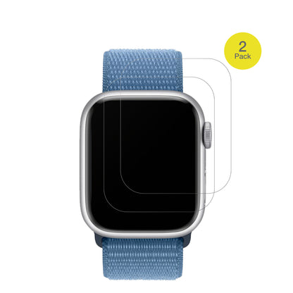 AppleWatch Series 9 41mm mit aufgebrachter dipos Flex Schutzfolie, glasklare Darstellung ohne Einschränkungen