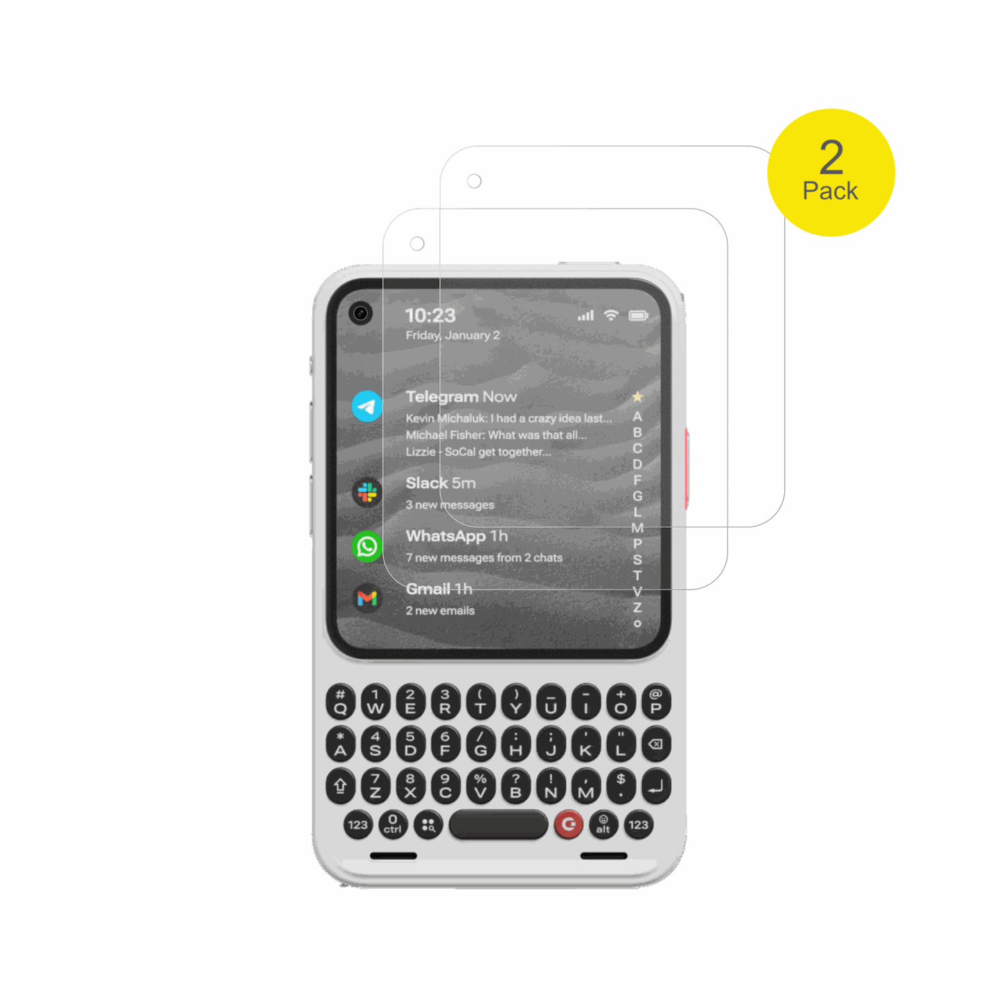 ClicksCommunicator mit aufgebrachter dipos Flex Schutzfolie, glasklare Darstellung ohne Einschr�nkungen