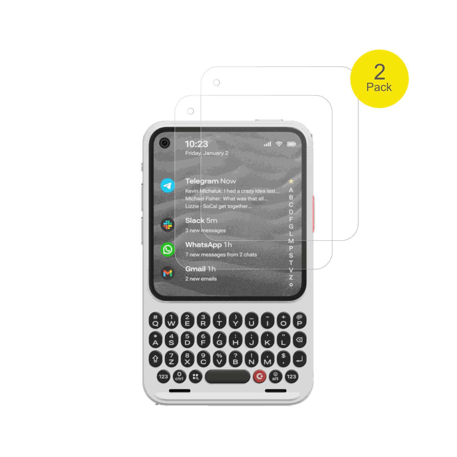 ClicksCommunicator mit aufgebrachter dipos Flex Schutzfolie, glasklare Darstellung ohne Einschr�nkungen