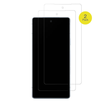 GooglePixel 7a mit aufgebrachter dipos Flex Schutzfolie, glasklare Darstellung ohne Einschränkungen