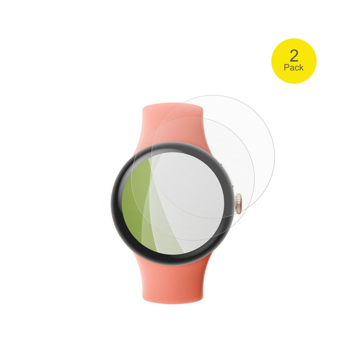 GooglePixel Watch 5 41mm mit aufgebrachter dipos Flex Schutzfolie, glasklare Darstellung ohne Einschränkungen
