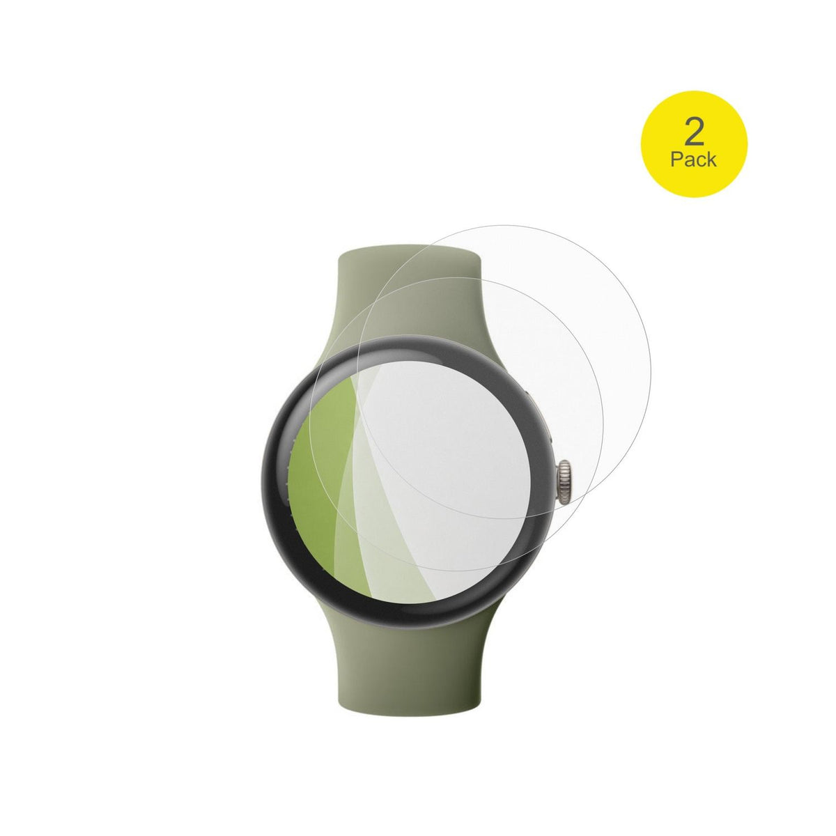 GooglePixel Watch 5 45mm mit aufgebrachter dipos Flex Schutzfolie, glasklare Darstellung ohne Einschränkungen