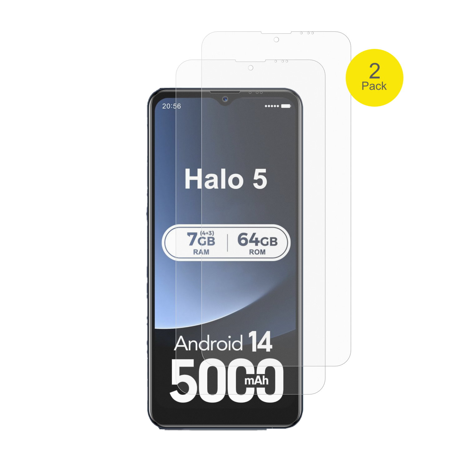 invensHalo 5 mit aufgebrachter dipos Flex Schutzfolie, glasklare Darstellung ohne Einschränkungen