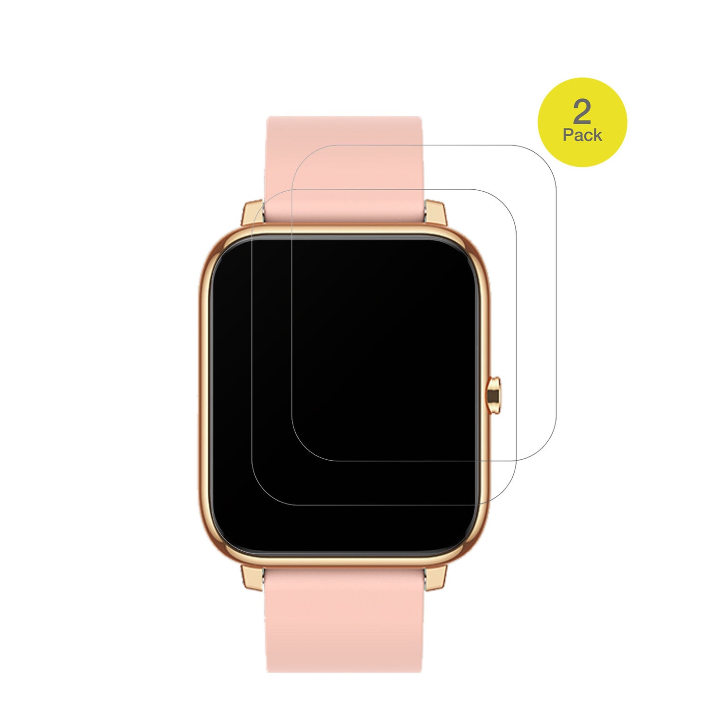 KalincoCS201C Smartwatch mit aufgebrachter dipos Flex Schutzfolie, glasklare Darstellung ohne Einschränkungen
