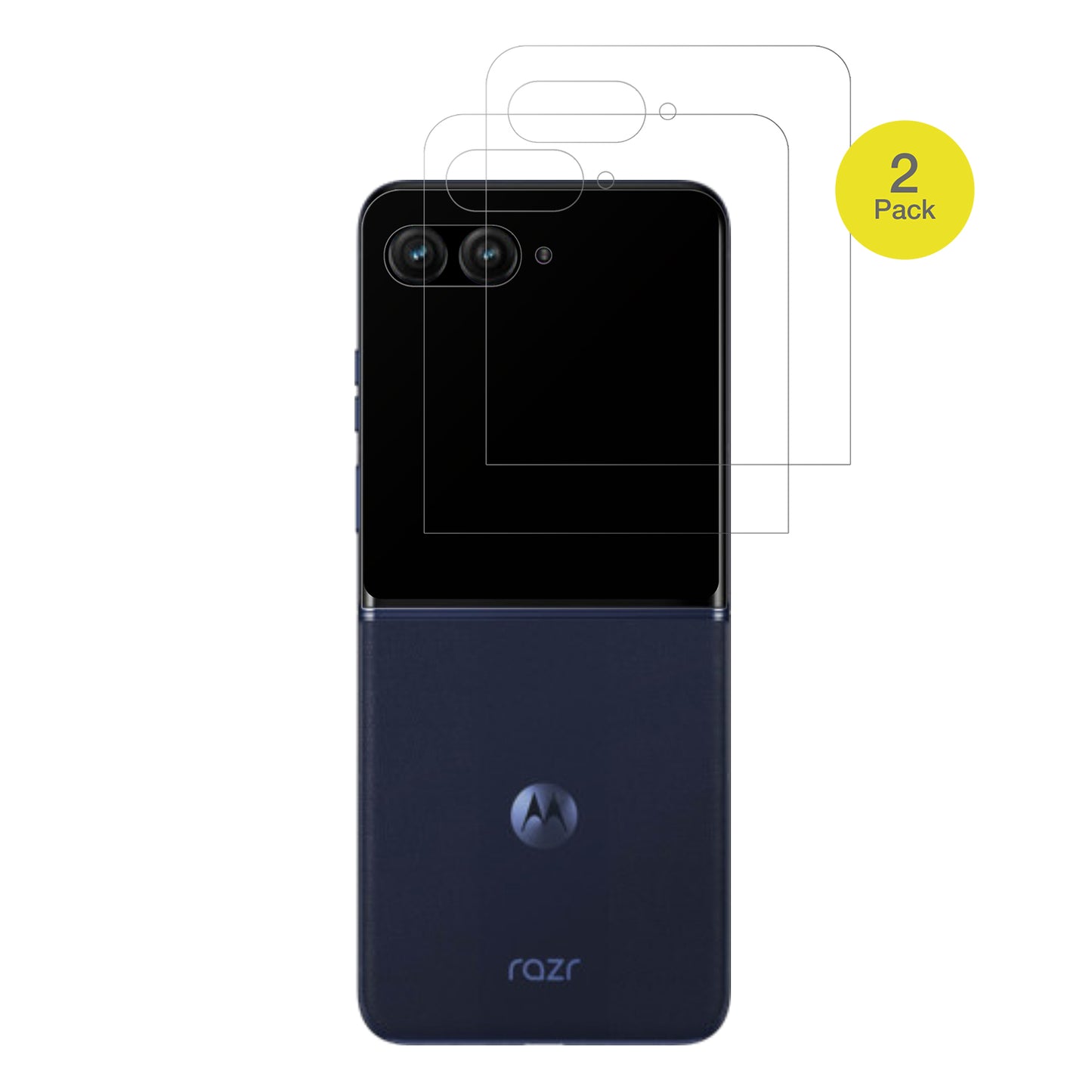 Motorolarazr50 Ultra Aussenseite mit aufgebrachter dipos Flex Schutzfolie, glasklare Darstellung ohne Einschränkungen