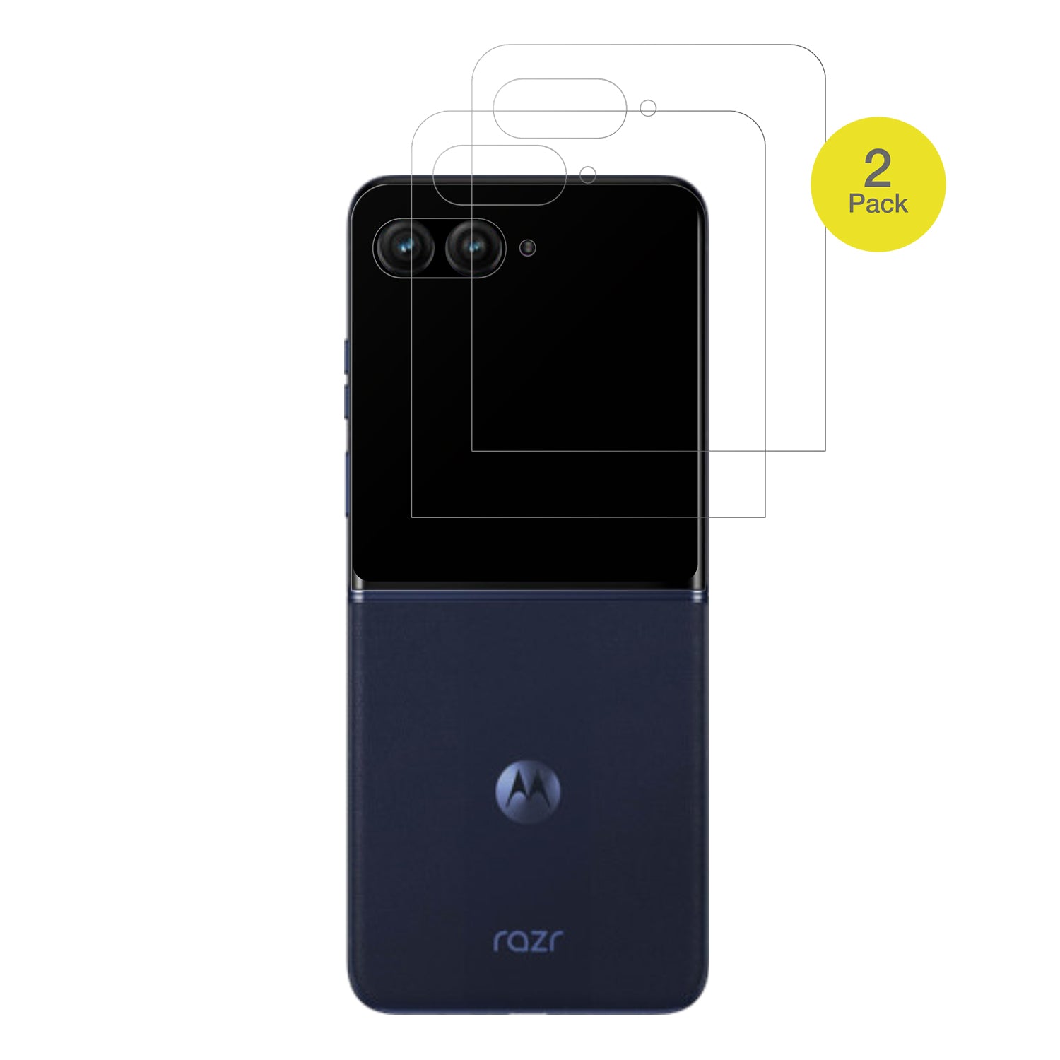 Motorolarazr50 Ultra Aussenseite mit aufgebrachter dipos Flex Schutzfolie, glasklare Darstellung ohne Einschränkungen