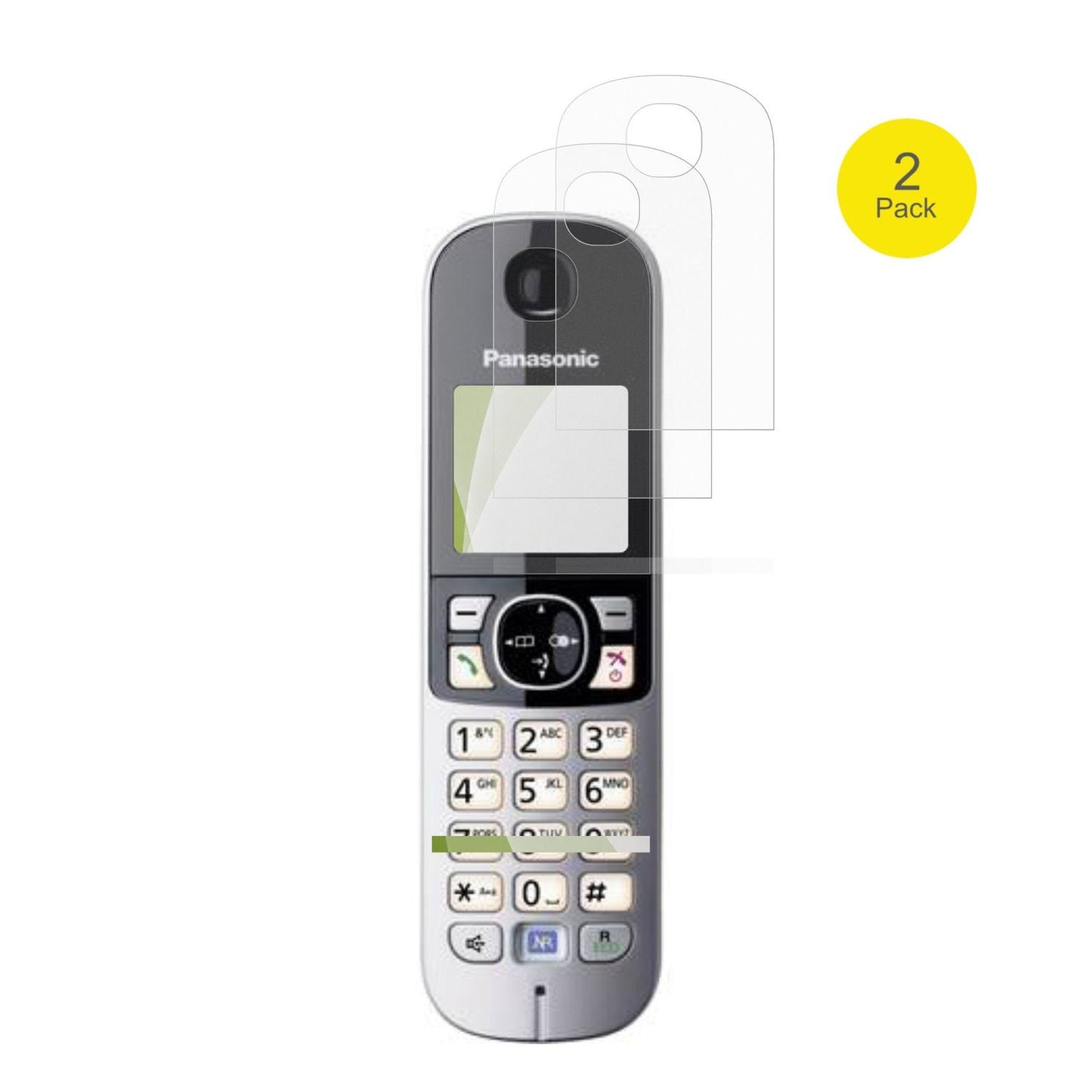 PanasonicKX-TG6823 mit aufgebrachter dipos Flex Schutzfolie, glasklare Darstellung ohne Einschränkungen