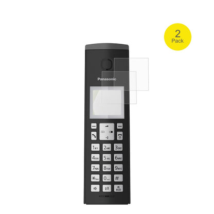 PanasonicKX-TGK220 mit aufgebrachter dipos Flex Schutzfolie, glasklare Darstellung ohne Einschränkungen