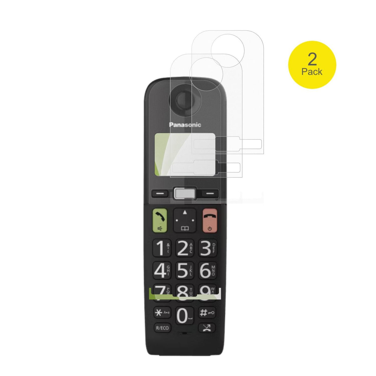 PanasonicKX-TGU130 mit aufgebrachter dipos Flex Schutzfolie, glasklare Darstellung ohne Einschränkungen