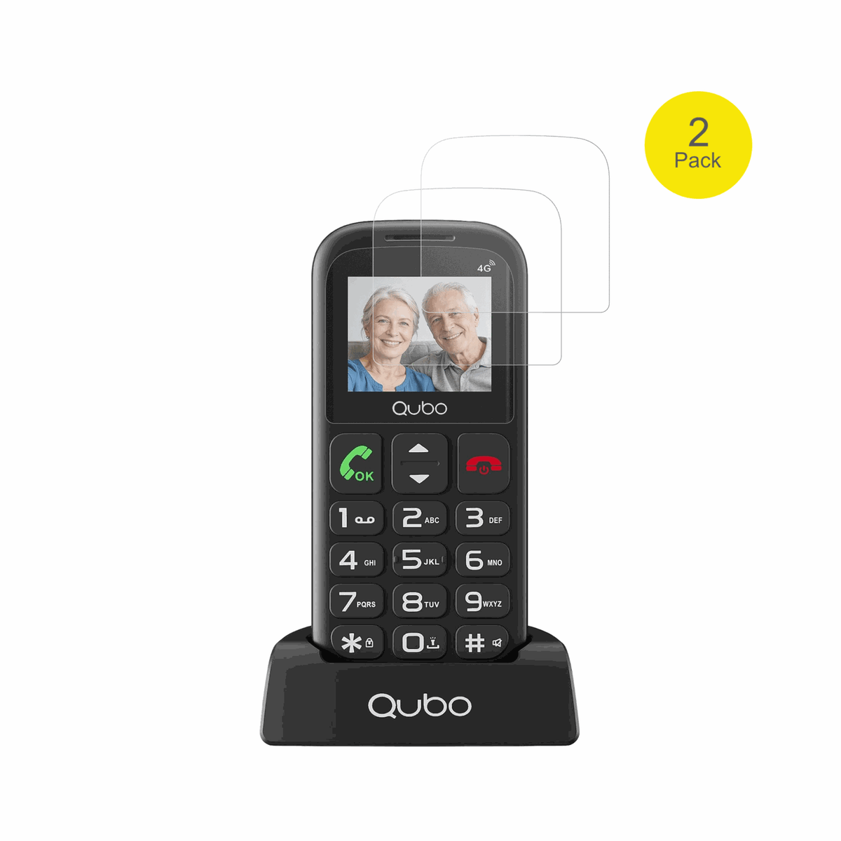 QuboP186 mit aufgebrachter dipos Flex Schutzfolie, glasklare Darstellung ohne Einschränkungen