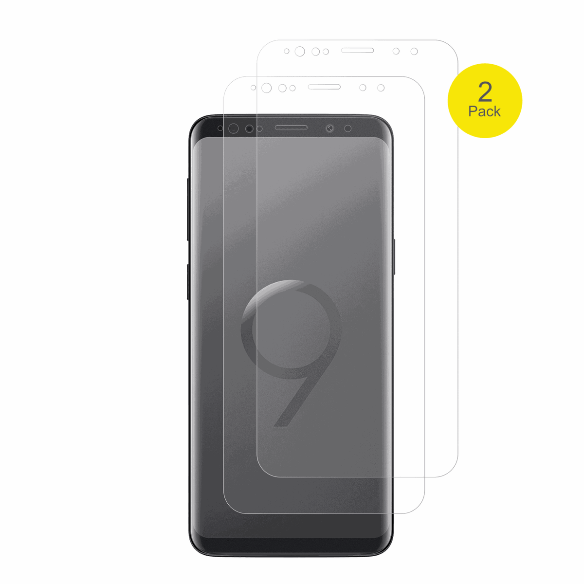 SamsungGalaxy S9 mit aufgebrachter dipos Flex Schutzfolie, glasklare Darstellung ohne Einschränkungen