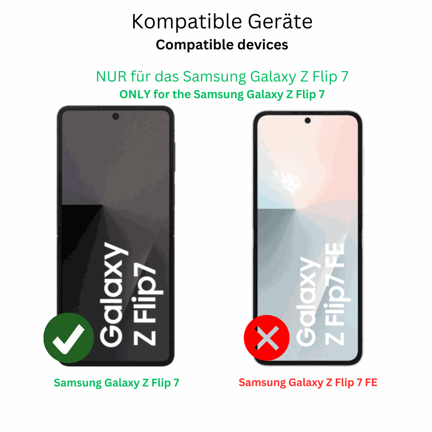 SamsungGalaxy Z Flip7 Innenseite mit aufgebrachter dipos Displayschutzfolie, glasklare Darstellung ohne Einschränkungen