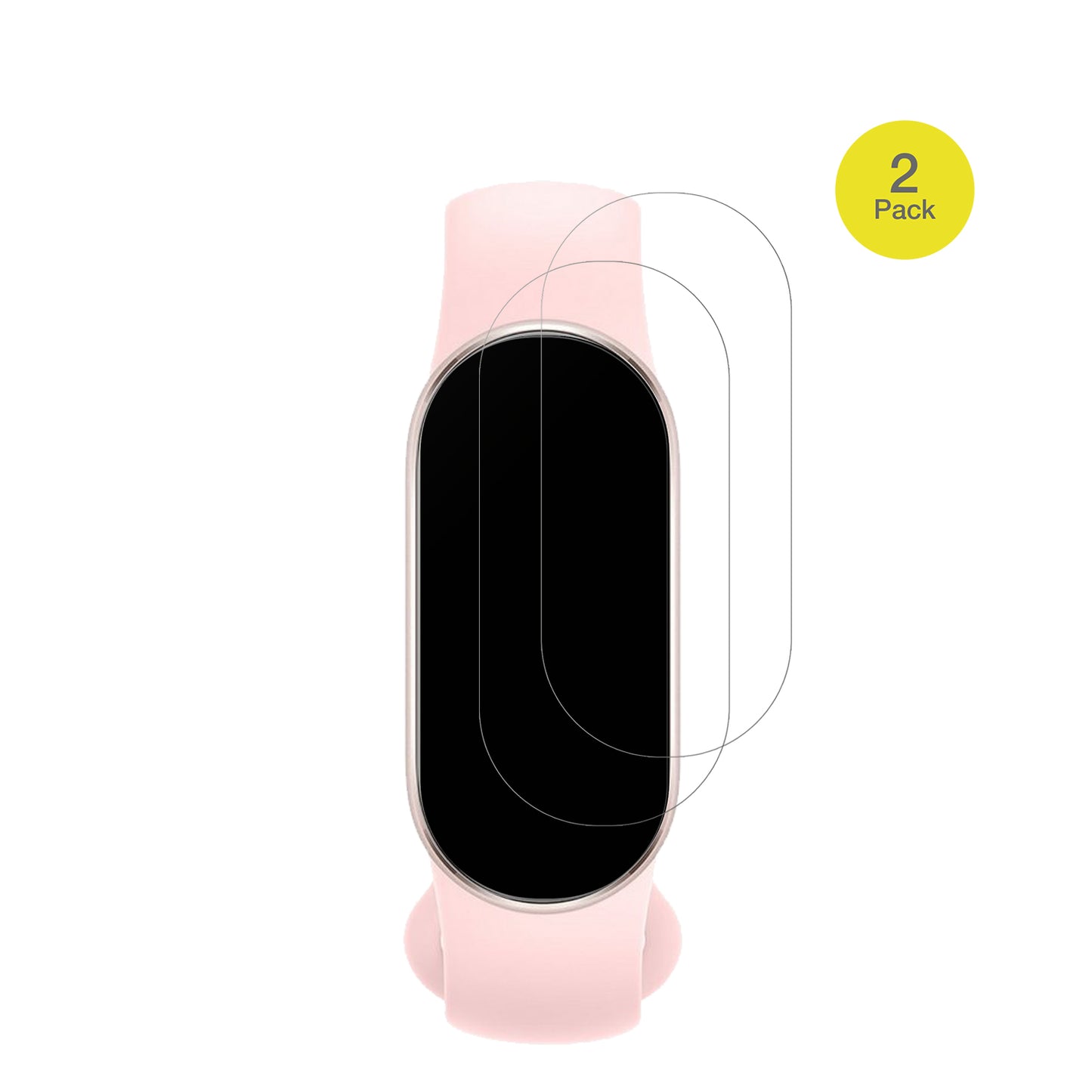 XiaomiSmartband 9 mit aufgebrachter dipos Flex Schutzfolie, glasklare Darstellung ohne Einschränkungen