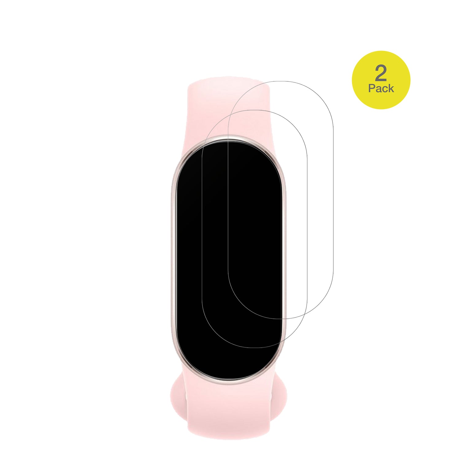 XiaomiSmartband 9 mit aufgebrachter dipos Flex Schutzfolie, glasklare Darstellung ohne Einschränkungen
