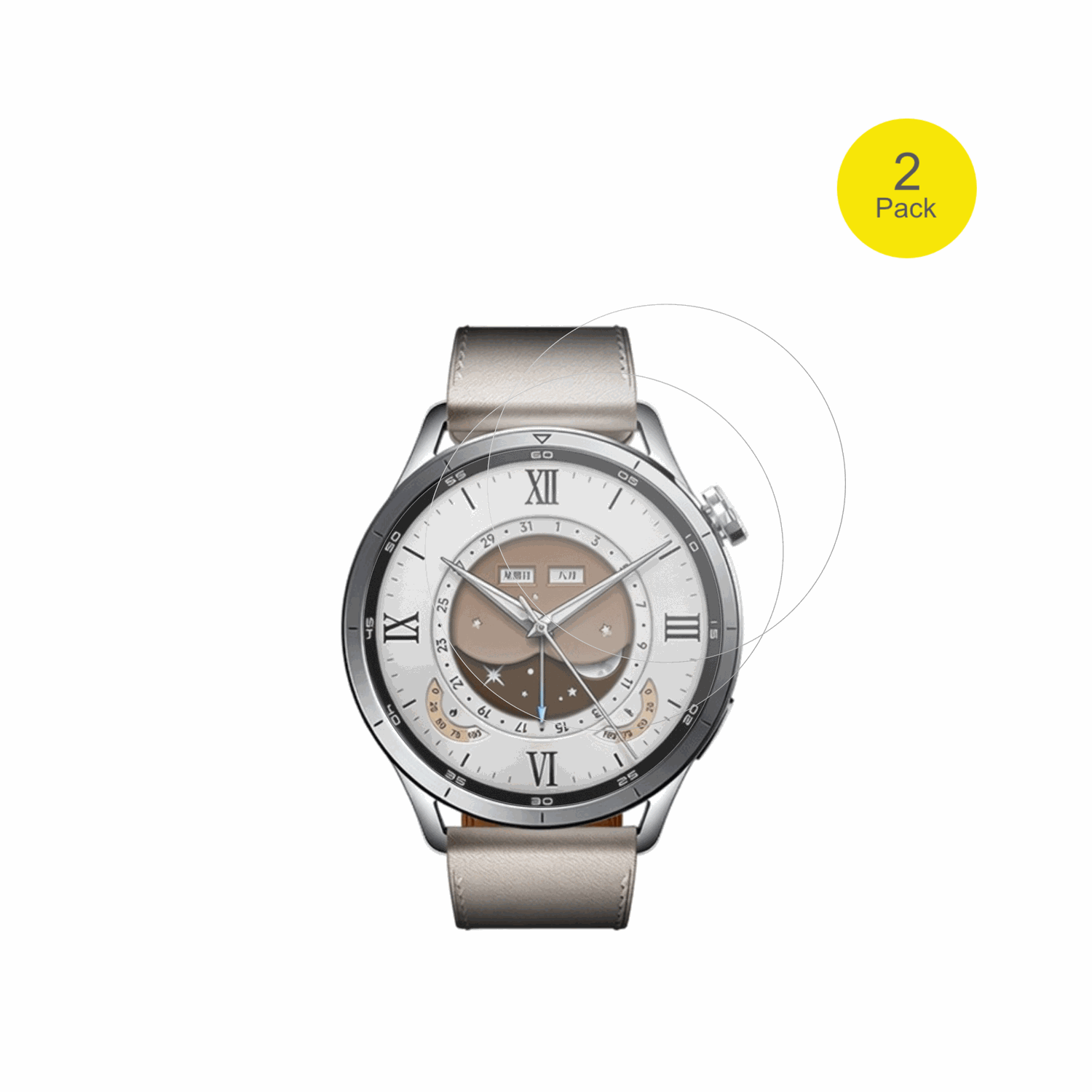 XiaomiWatch S5 mit aufgebrachter dipos Flex Schutzfolie, glasklare Darstellung ohne Einschränkungen