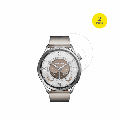 XiaomiWatch S5 mit aufgebrachter dipos Flex Schutzfolie, glasklare Darstellung ohne Einschränkungen