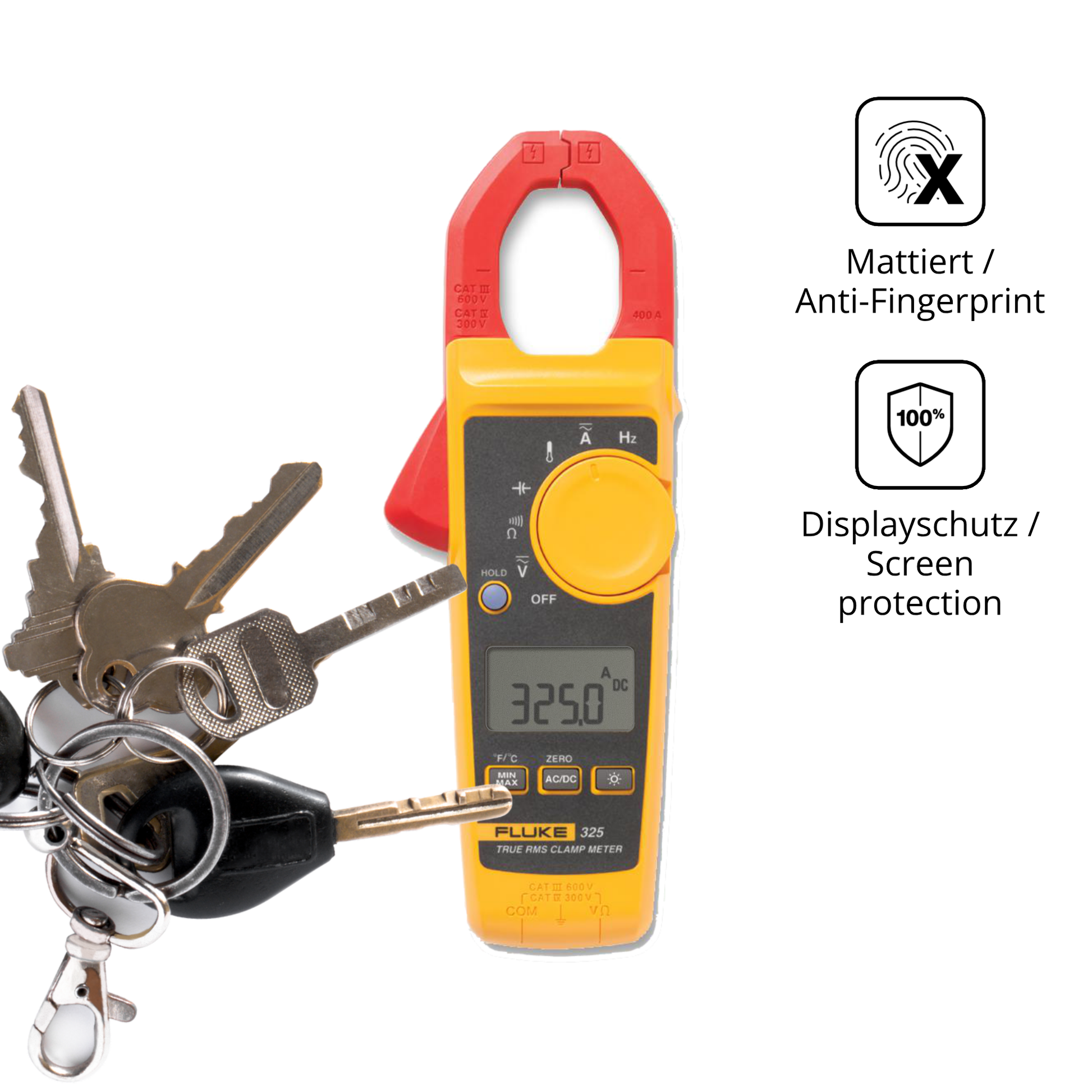 dipos Displayschutz für Fluke 325, mattierte Oberfläche, Blickschutzfilter und perfekter Passform