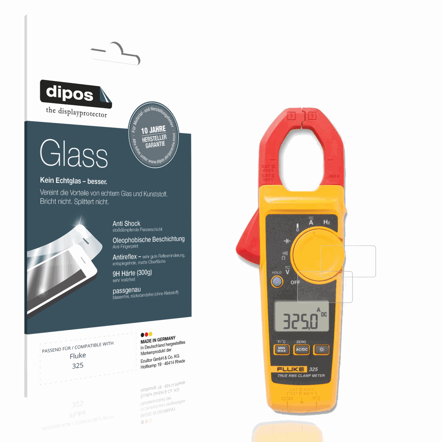 Matte Displayschutzfolie von dipos passend für Fluke 325, 9H kratzfest und blasenfrei montiert
