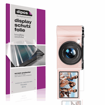 Klare Displayschutzfolie von dipos passend für Focusinc DC12, präziser Zuschnitt und blasenfrei montiert