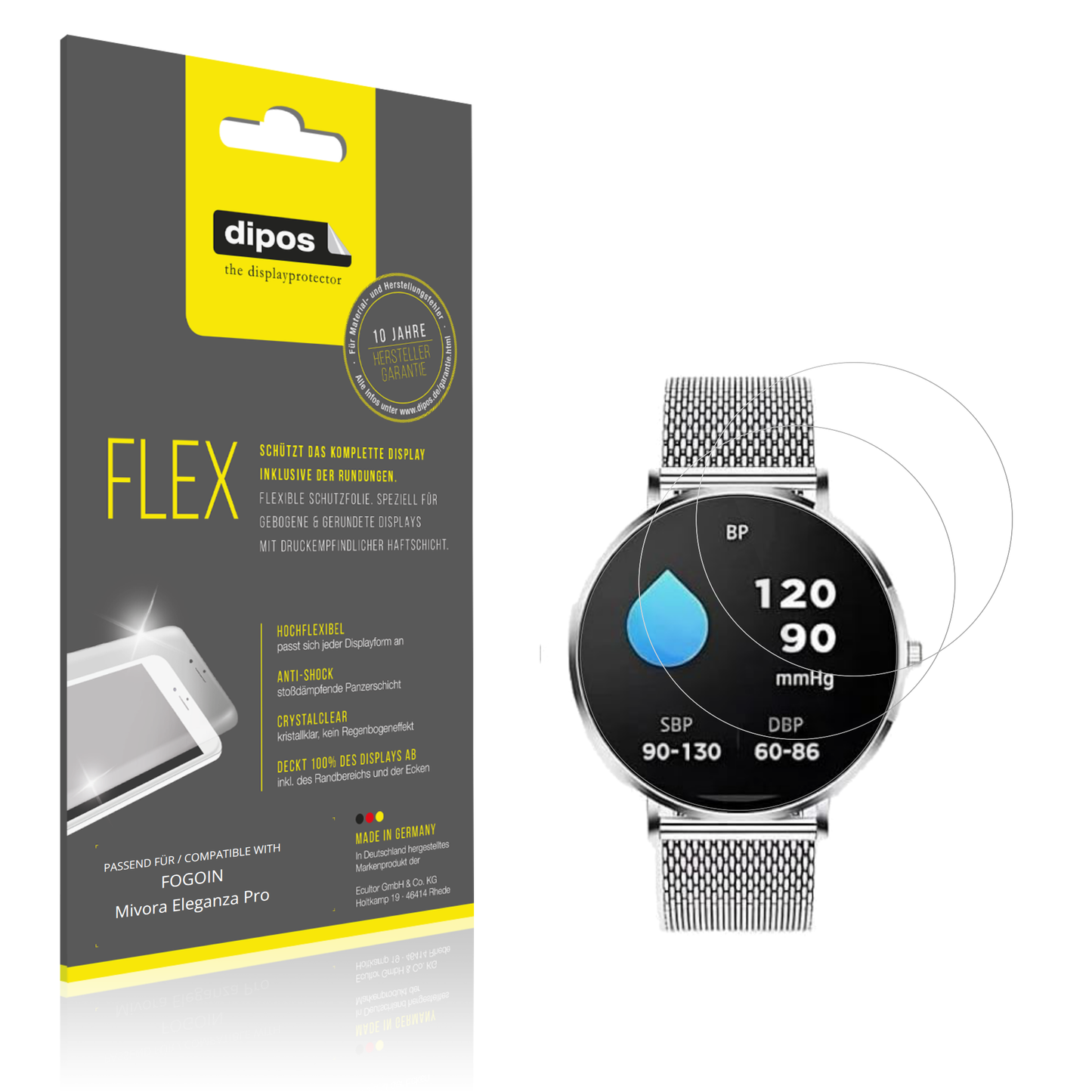 Klare Displayschutzfolie von dipos passend für FOGOIN Mivora Eleganza Pro, 100% Displayabdeckung und blasenfreie Montage