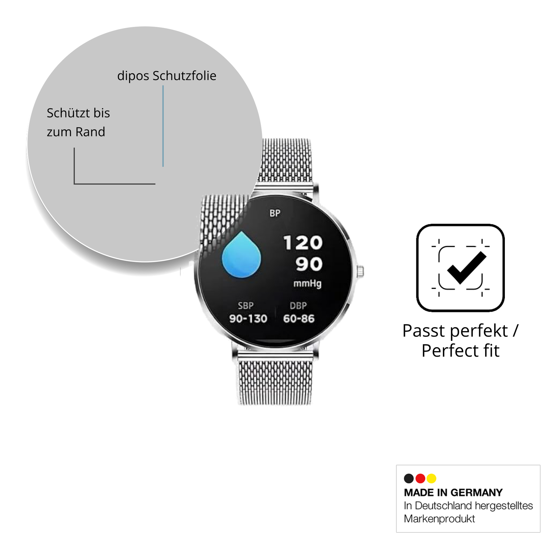 Schutzfolie mit optimaler Passform, zur Verwendung mit Hüllen geeignet