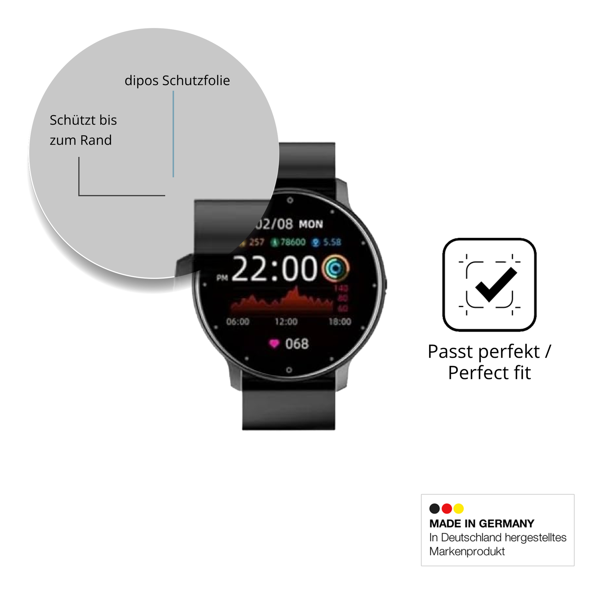Schutzfolie mit optimaler Passform, zur Verwendung mit Hüllen geeignet