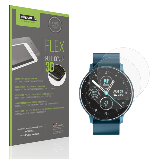 Matte Displayschutzfolie von dipos passend für FOGOIN VitalPulse Watch, 100% Displayabdeckung und blasenfreie Montage