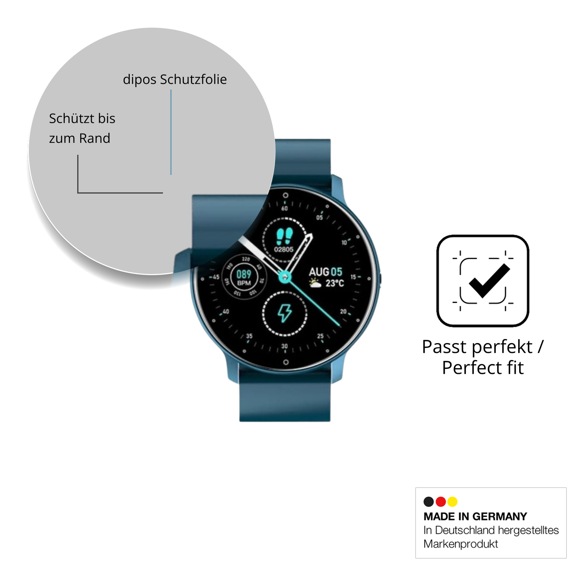 Schutzfolie mit optimaler Passform, zur Verwendung mit Hüllen geeignet