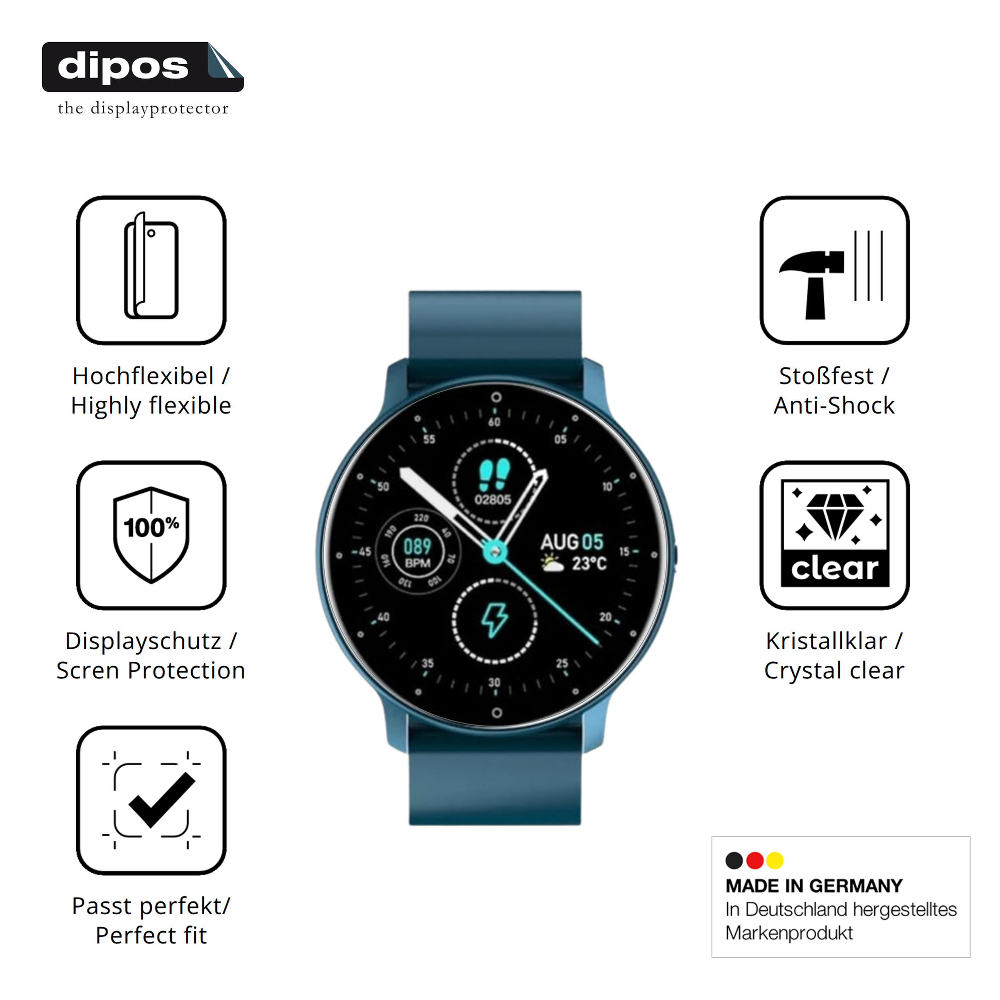 Displayschutz hergestellt in Deutschland, höchste Qualität made in Germany