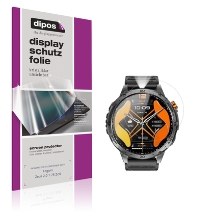 Klare Displayschutzfolie von dipos passend für fogoinzeus 2.0 1.75 zoll, präziser Zuschnitt und blasenfrei montiert
