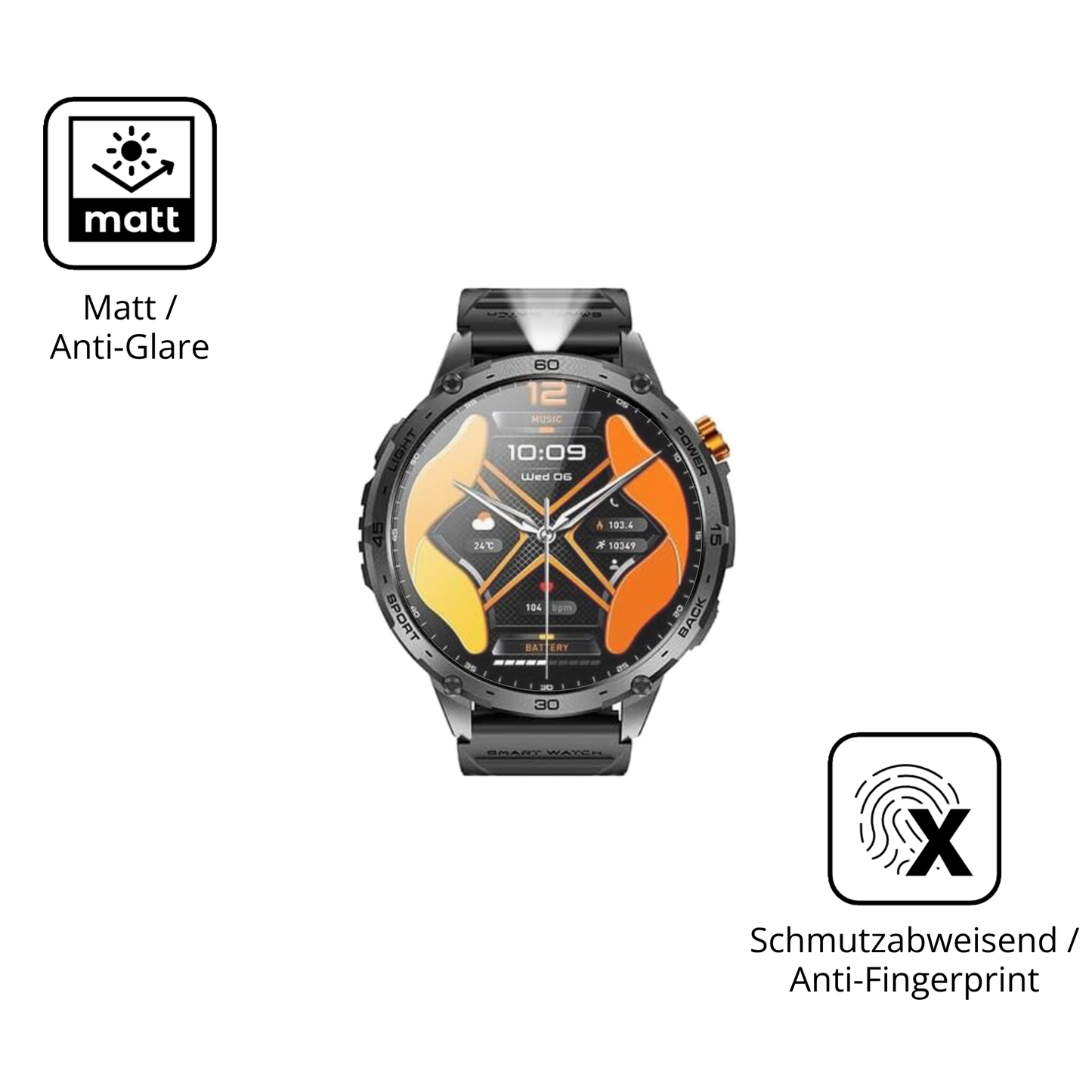 2x 9H Schutzfolie matt für Fogoin Zeus 2.0 1.75 Zoll Panzerfolie