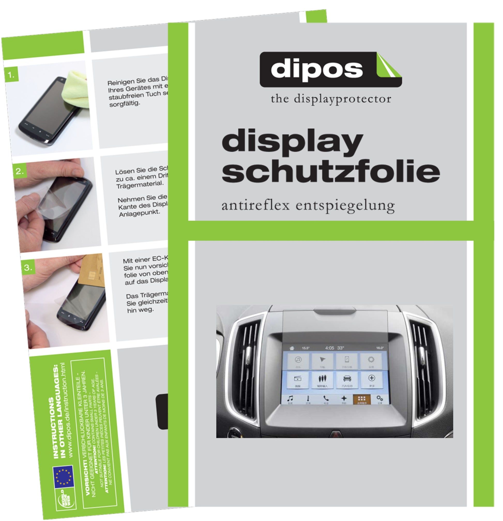 Matte Displayschutzfolie von dipos passend für Ford Ranger Wildtrak Navigation Sync3, präziser Zuschnitt und blasenfrei montiert