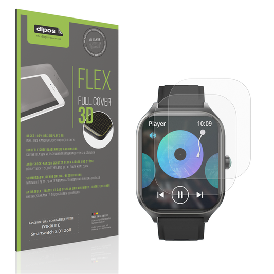 Matte Displayschutzfolie von dipos passend für FORRLITE Smartwatch 2.01 Zoll, 100% Displayabdeckung und blasenfreie Montage