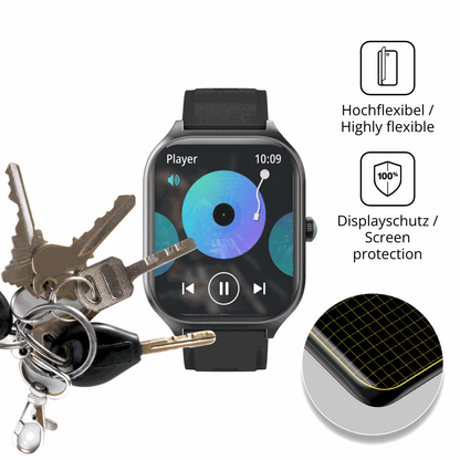dipos Displayschutz für FORRLITE Smartwatch 2.01 Zoll, transparente Oberfläche, perfekte Passform auch für die Rundungen