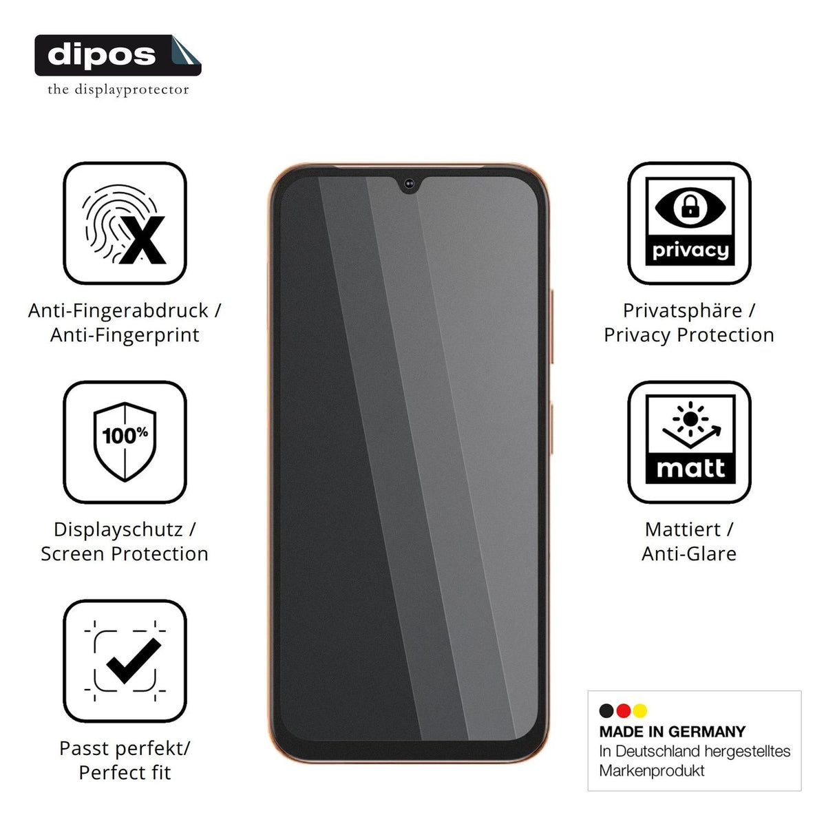 Screen Protector for FOSSiBOT C17 Privacy Filter 4-Way Protection dipos
