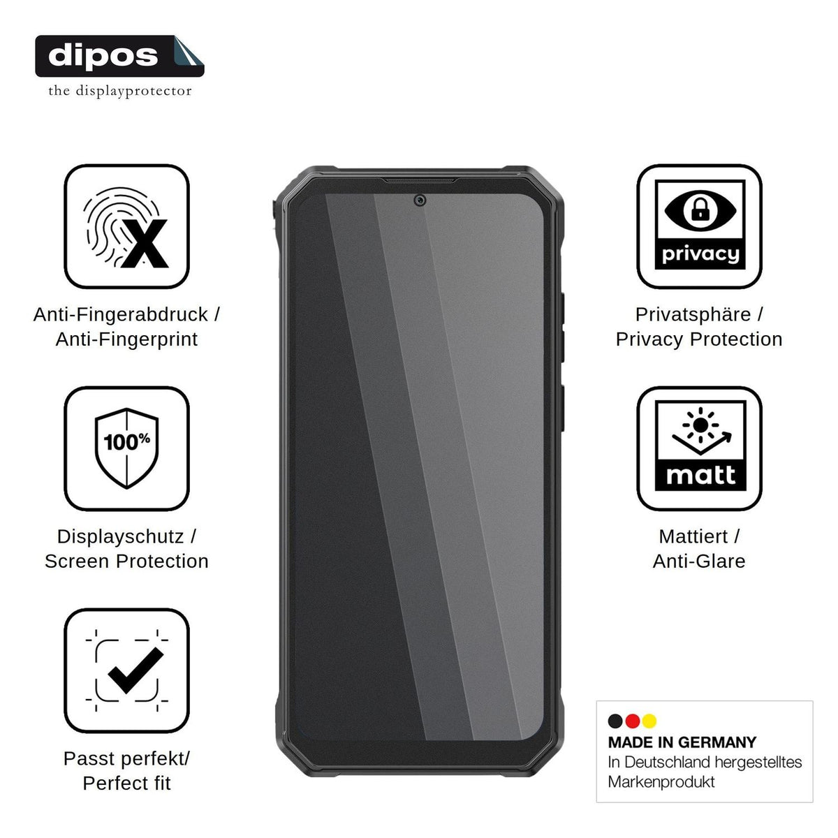 Screen Protector for Fossibot F125 Privacy Filter 4-Way Protection dipos