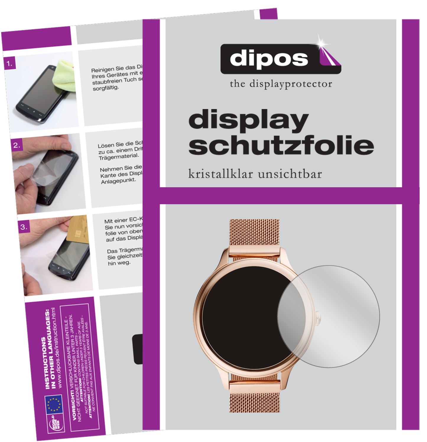 6x Schutzfolie klar für Fossil Gen 5E (44mm) Display-Schutzfolie