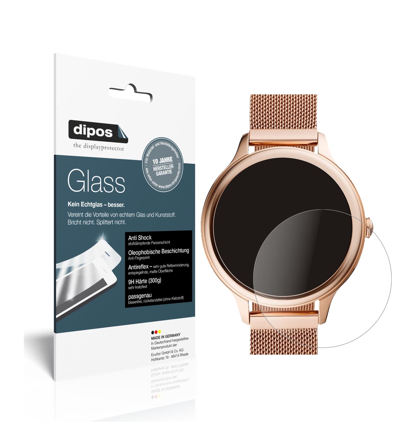Matte Displayschutzfolie von dipos passend für Fossil Gen 5E (44mm), 9H kratzfest und blasenfrei montiert