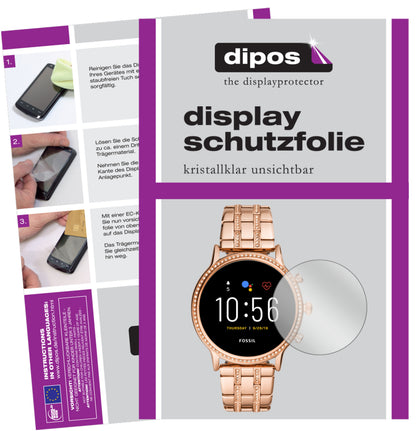 Klare Displayschutzfolie von dipos passend für Fossil Julianna HR (5. Gen.), präziser Zuschnitt und blasenfrei montiert