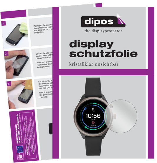2x Schutzfolie klar für Fossil Sport Smartwatch Display-Schutzfolie