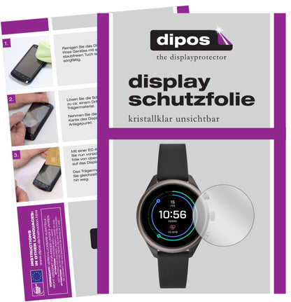 Klare Displayschutzfolie von dipos passend für Fossil Sport Smartwatch, präziser Zuschnitt und blasenfrei montiert