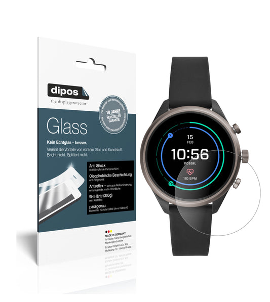 Matte Displayschutzfolie von dipos passend für Fossil Sport Smartwatch, 9H kratzfest und blasenfrei montiert