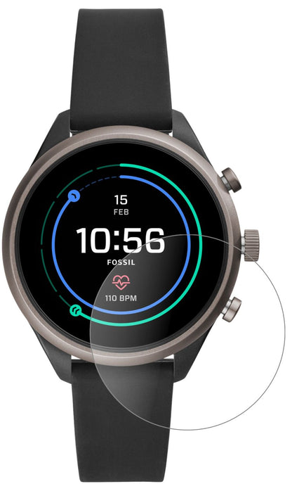 FossilSport Smartwatch mit aufgebrachter dipos Panzerfolie, die lästige Fingerabdrücke minimiert