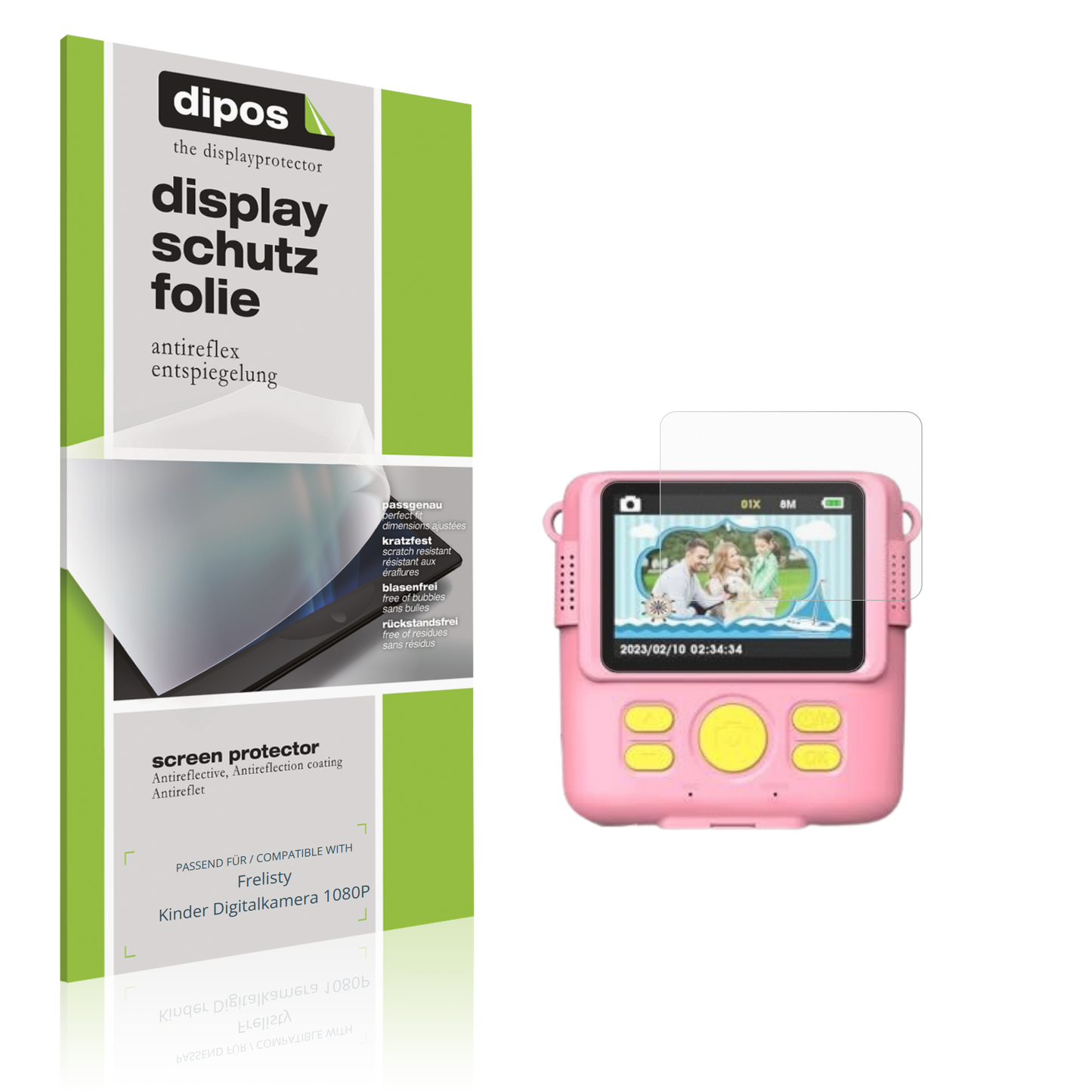 Matte Displayschutzfolie von dipos passend für Frelisty Kinder Digitalkamera 1080P, präziser Zuschnitt und blasenfrei montiert